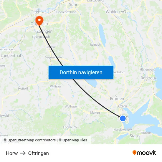 Horw to Oftringen map