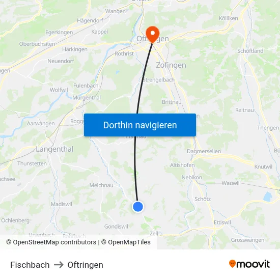 Fischbach to Oftringen map
