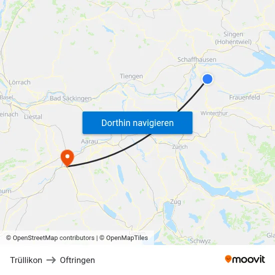 Trüllikon to Oftringen map