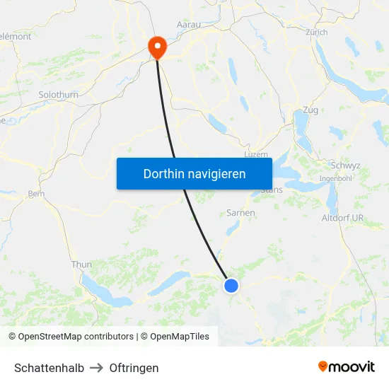 Schattenhalb to Oftringen map