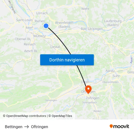Bettingen to Oftringen map