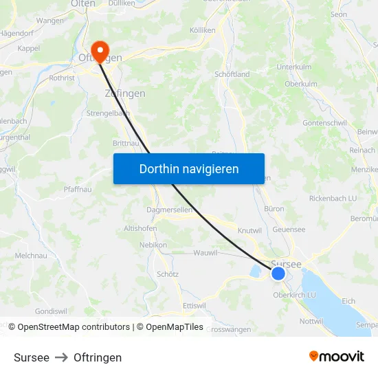 Sursee to Oftringen map