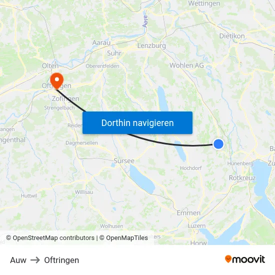 Auw to Oftringen map