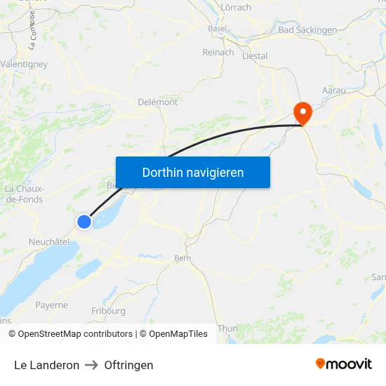 Le Landeron to Oftringen map