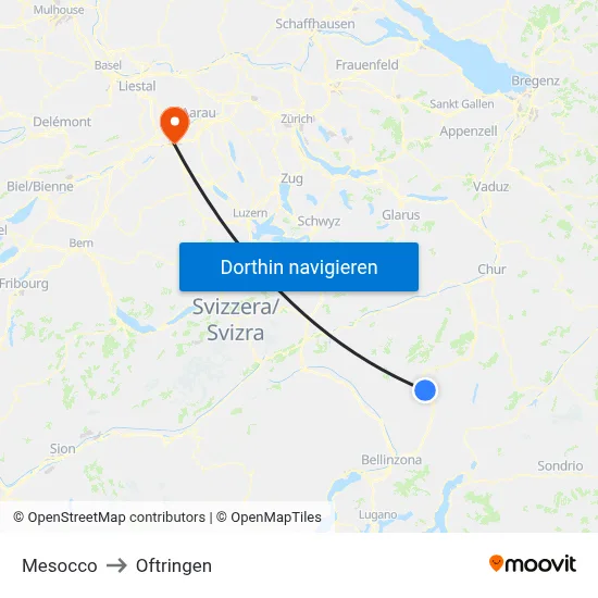 Mesocco to Oftringen map