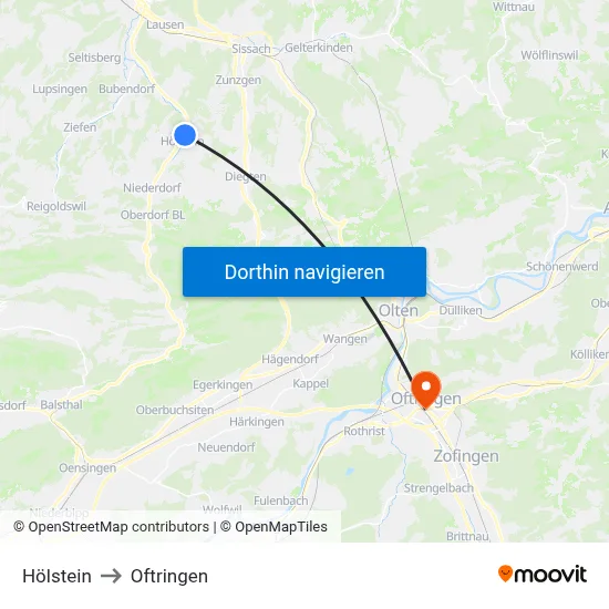 Hölstein to Oftringen map