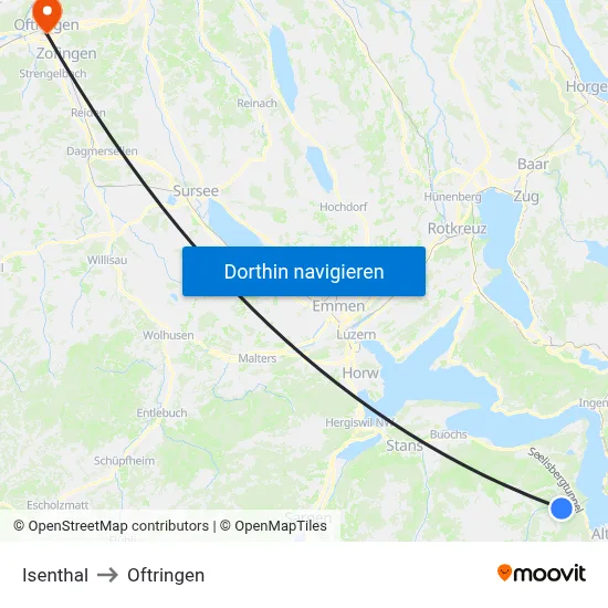 Isenthal to Oftringen map