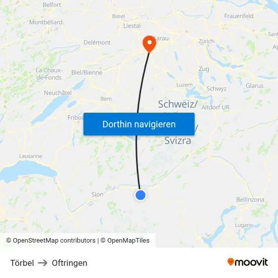 Törbel to Oftringen map