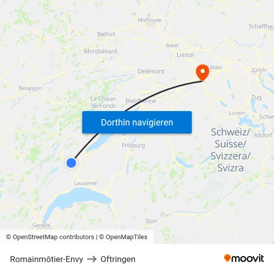 Romainmôtier-Envy to Oftringen map