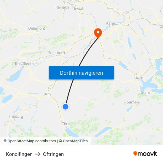 Konolfingen to Oftringen map
