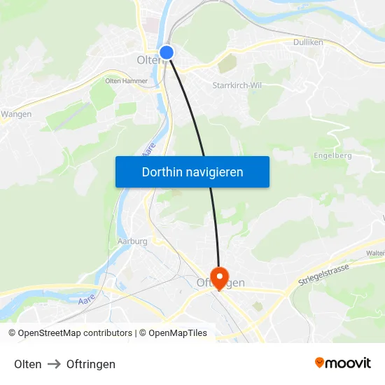 Olten to Oftringen map