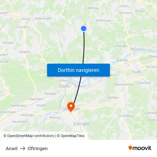 Anwil to Oftringen map