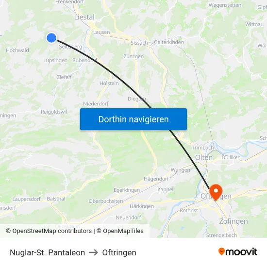Nuglar-St. Pantaleon to Oftringen map