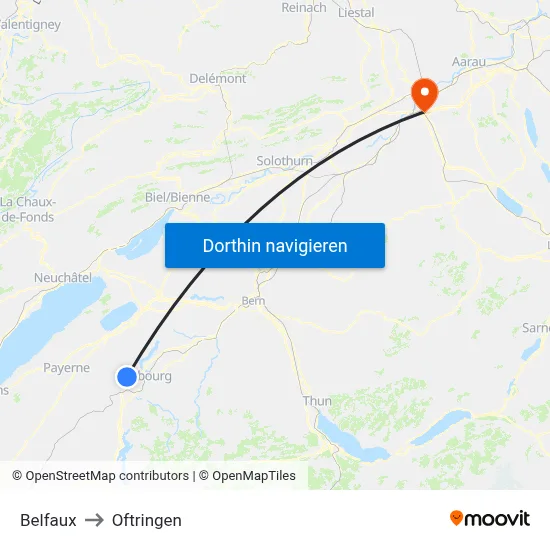 Belfaux to Oftringen map
