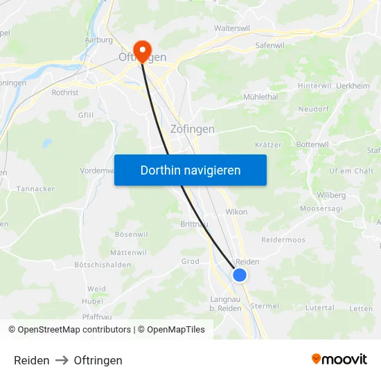 Reiden to Oftringen map