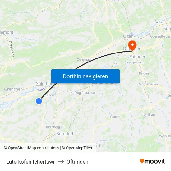 Lüterkofen-Ichertswil to Oftringen map