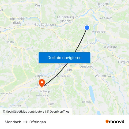 Mandach to Oftringen map
