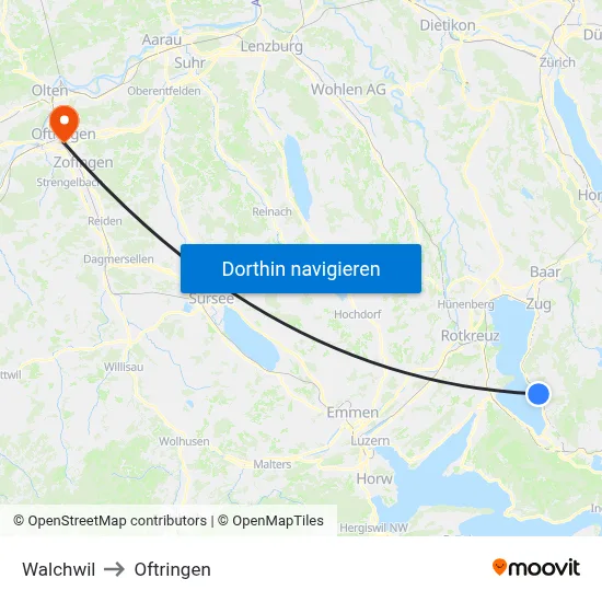 Walchwil to Oftringen map