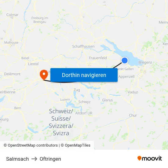 Salmsach to Oftringen map