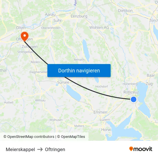 Meierskappel to Oftringen map