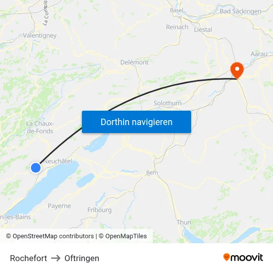 Rochefort to Oftringen map