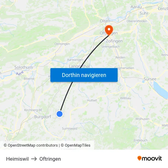 Heimiswil to Oftringen map