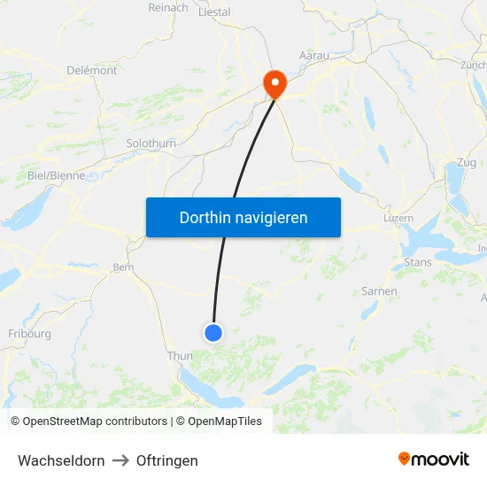 Wachseldorn to Oftringen map