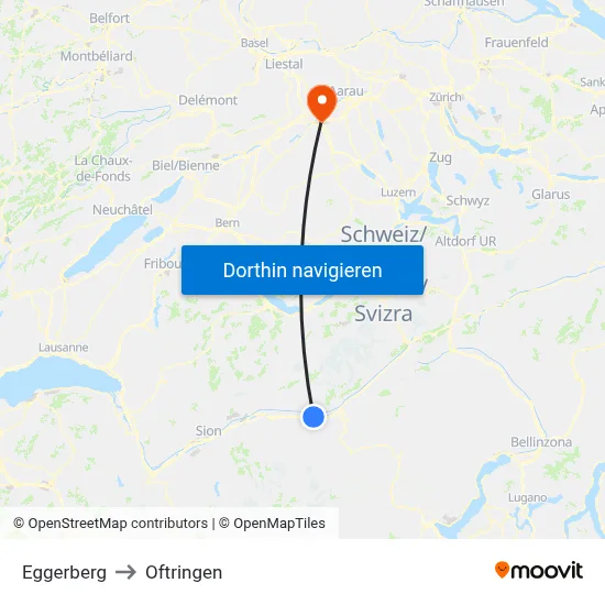 Eggerberg to Oftringen map