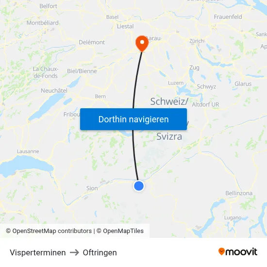 Visperterminen to Oftringen map