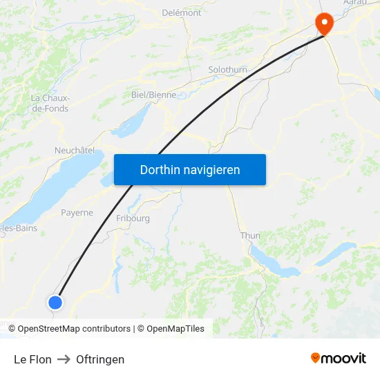 Le Flon to Oftringen map
