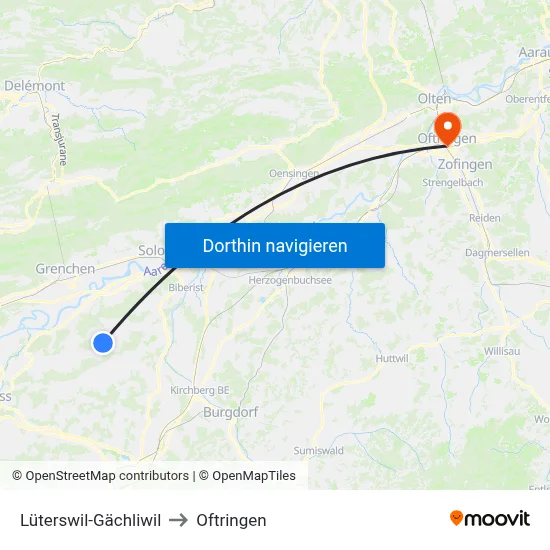 Lüterswil-Gächliwil to Oftringen map
