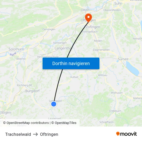 Trachselwald to Oftringen map
