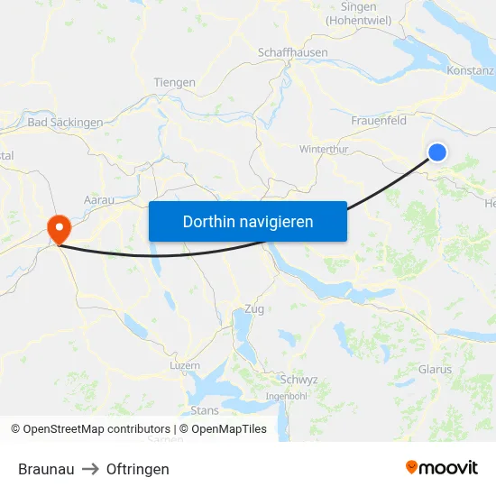 Braunau to Oftringen map