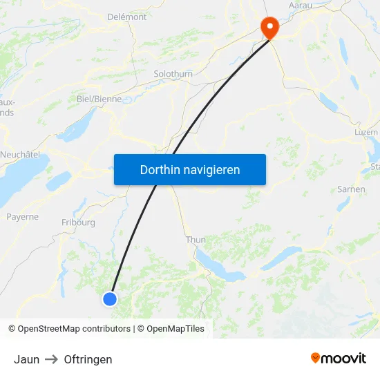 Jaun to Oftringen map