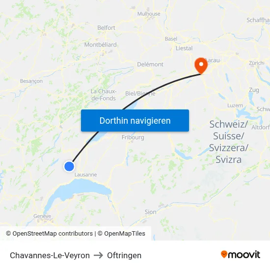 Chavannes-Le-Veyron to Oftringen map