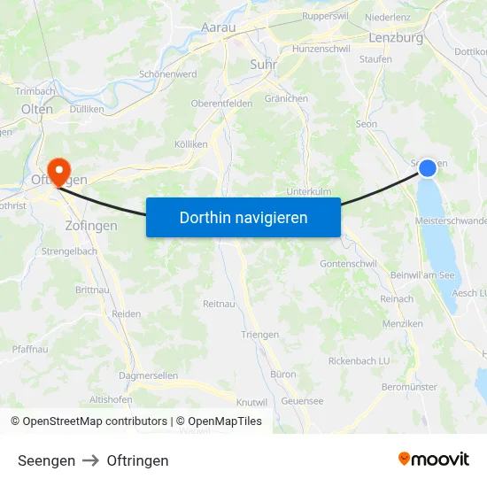 Seengen to Oftringen map