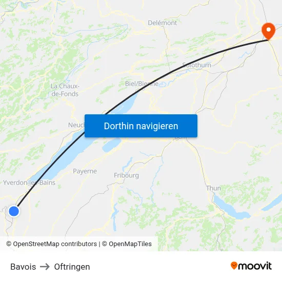 Bavois to Oftringen map