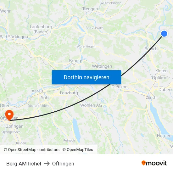 Berg AM Irchel to Oftringen map
