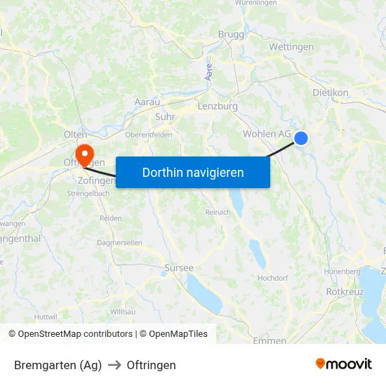 Bremgarten (Ag) to Oftringen map