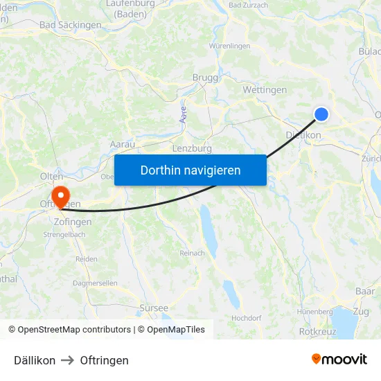 Dällikon to Oftringen map