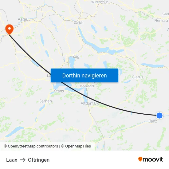 Laax to Oftringen map