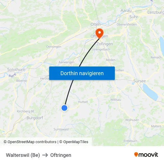 Walterswil (Be) to Oftringen map