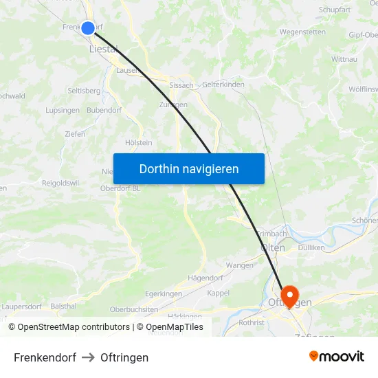 Frenkendorf to Oftringen map