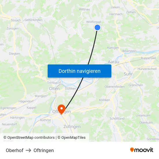 Oberhof to Oftringen map