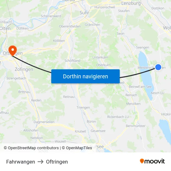 Fahrwangen to Oftringen map