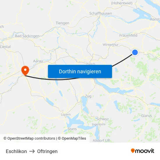 Eschlikon to Oftringen map