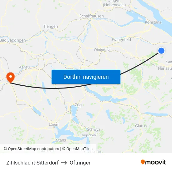 Zihlschlacht-Sitterdorf to Oftringen map