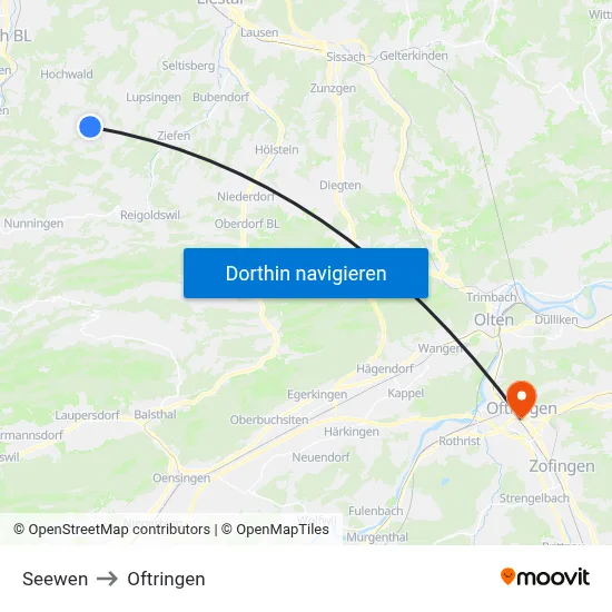Seewen to Oftringen map