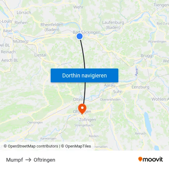 Mumpf to Oftringen map