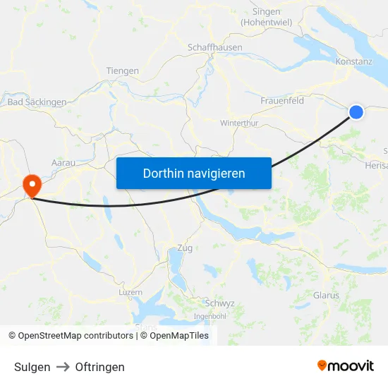 Sulgen to Oftringen map
